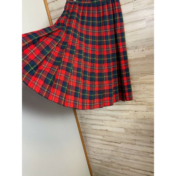 Pendleton Boyd Tartan Red & Green Wool Pleated Skirt Size 10 P Made In USA Women - Picture 2 of 5